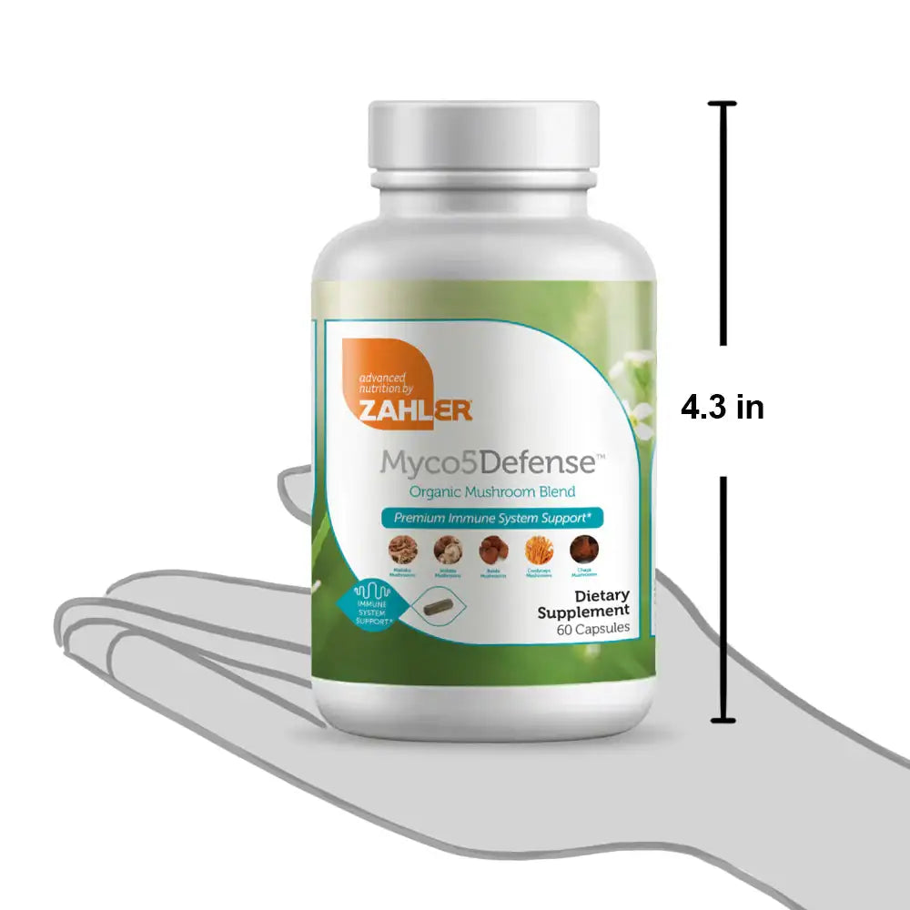 Zahler Myco5Defense - Immune Support with 5 Organic Mushrooms Maitake Reishi Shiitake Cordyceps Chaga - 60 Capsules - HSA/FSA Eligible