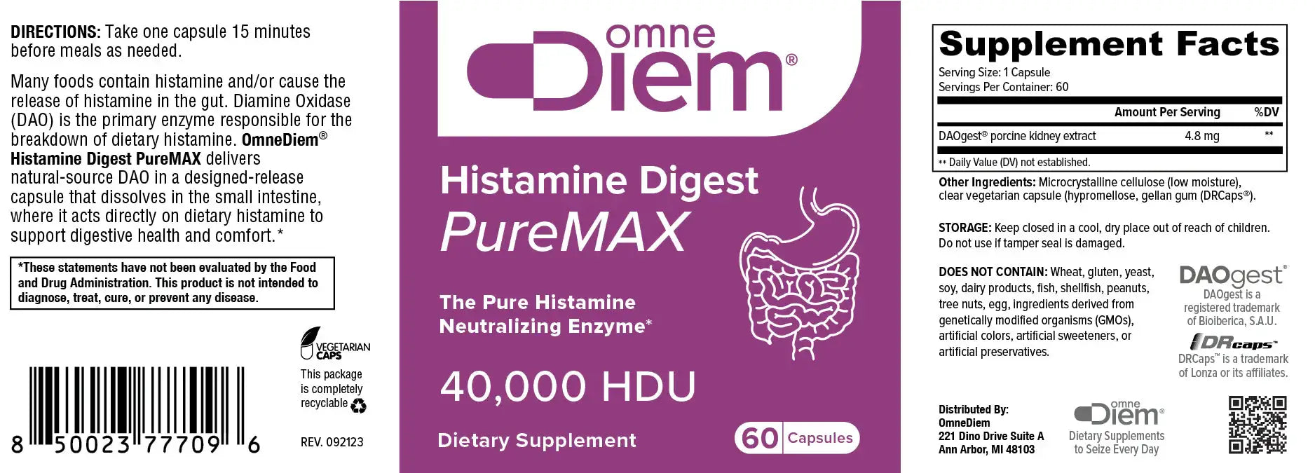 Histamine Digest PureMAX with DAO 60 Capsules