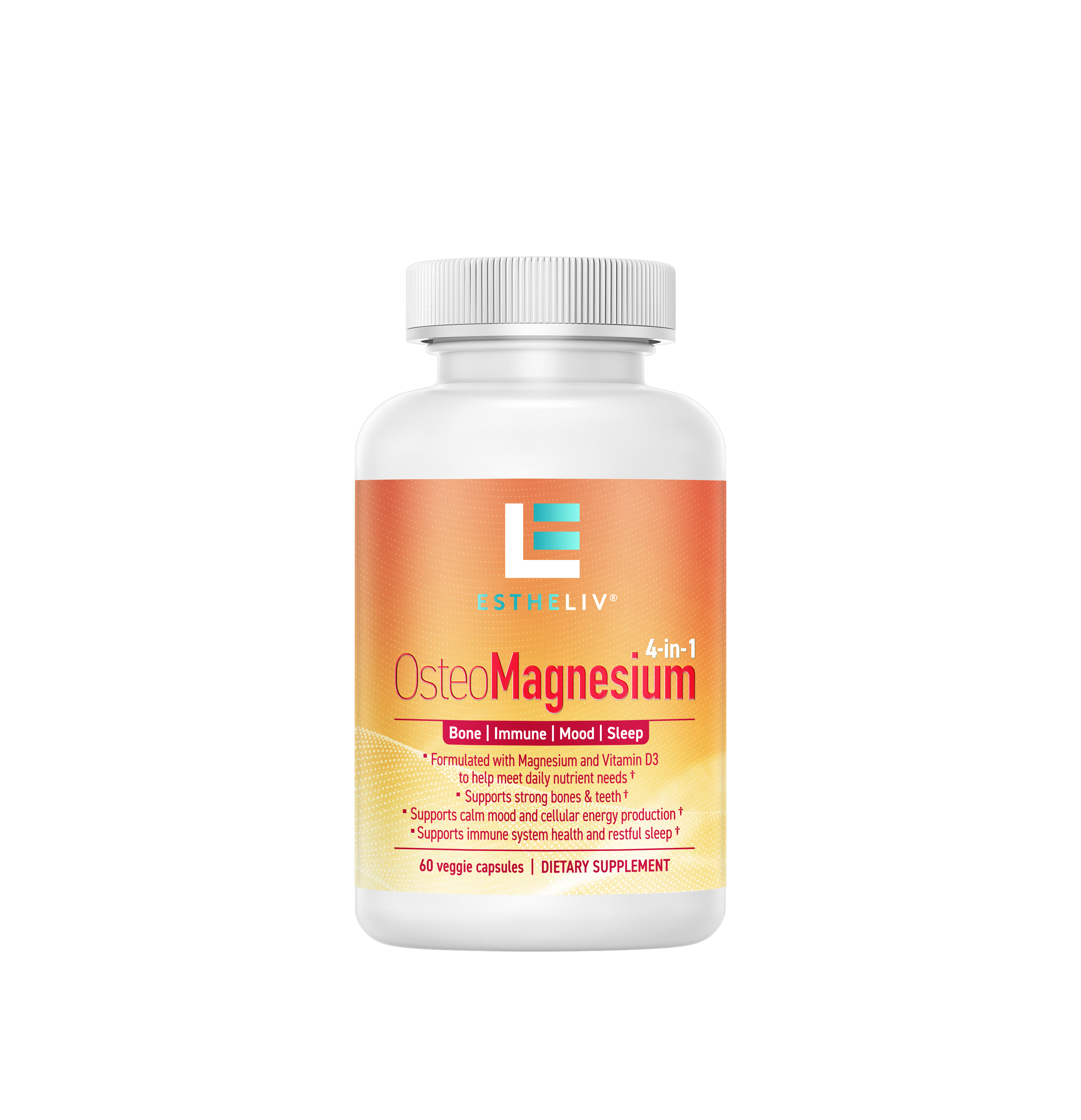 ESTHELIV OsteoMagnesium 4-in-1 Bone | Immune | Mood | Sleep 60 Veggie Capsules
