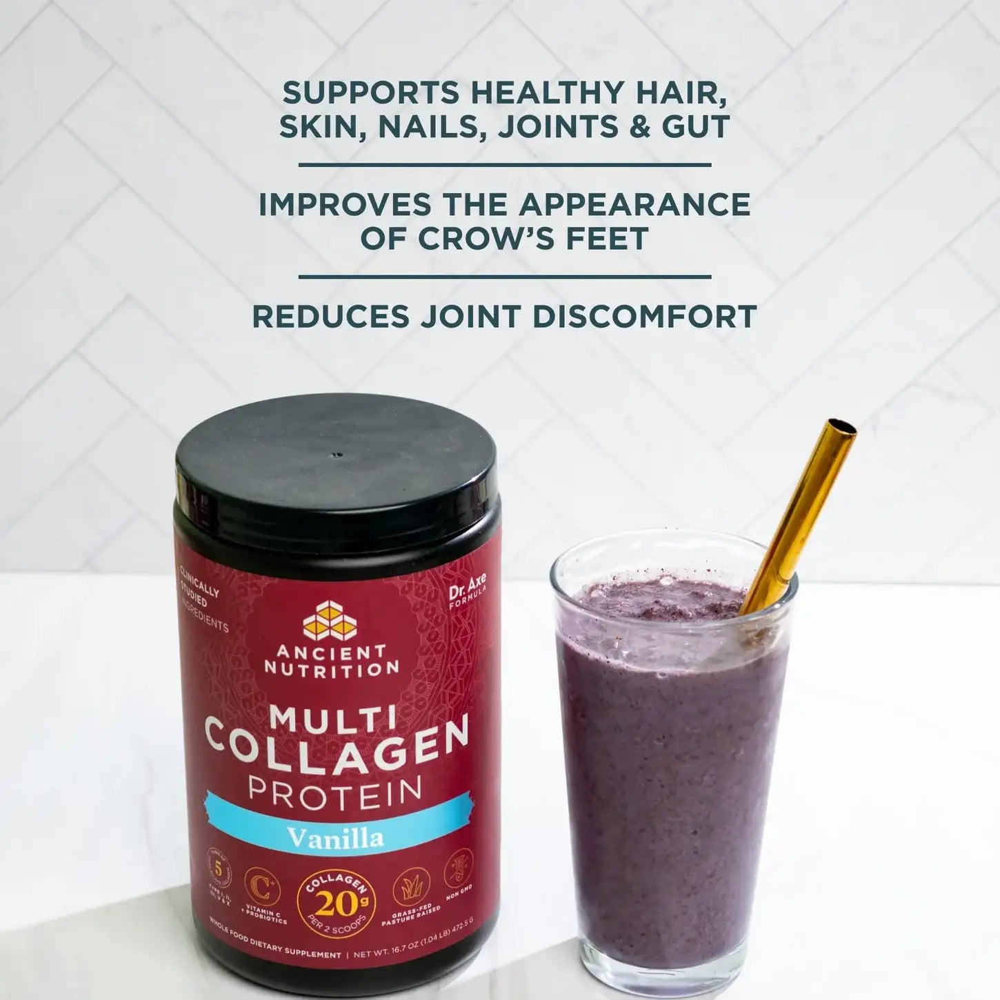 Ancient Nutrition Multi Collagen Protein Powder Chocolate & Vanilla -  10 Collagen Types for Joints Skin Hair Nails Gut Support - HSA FSA Eligible