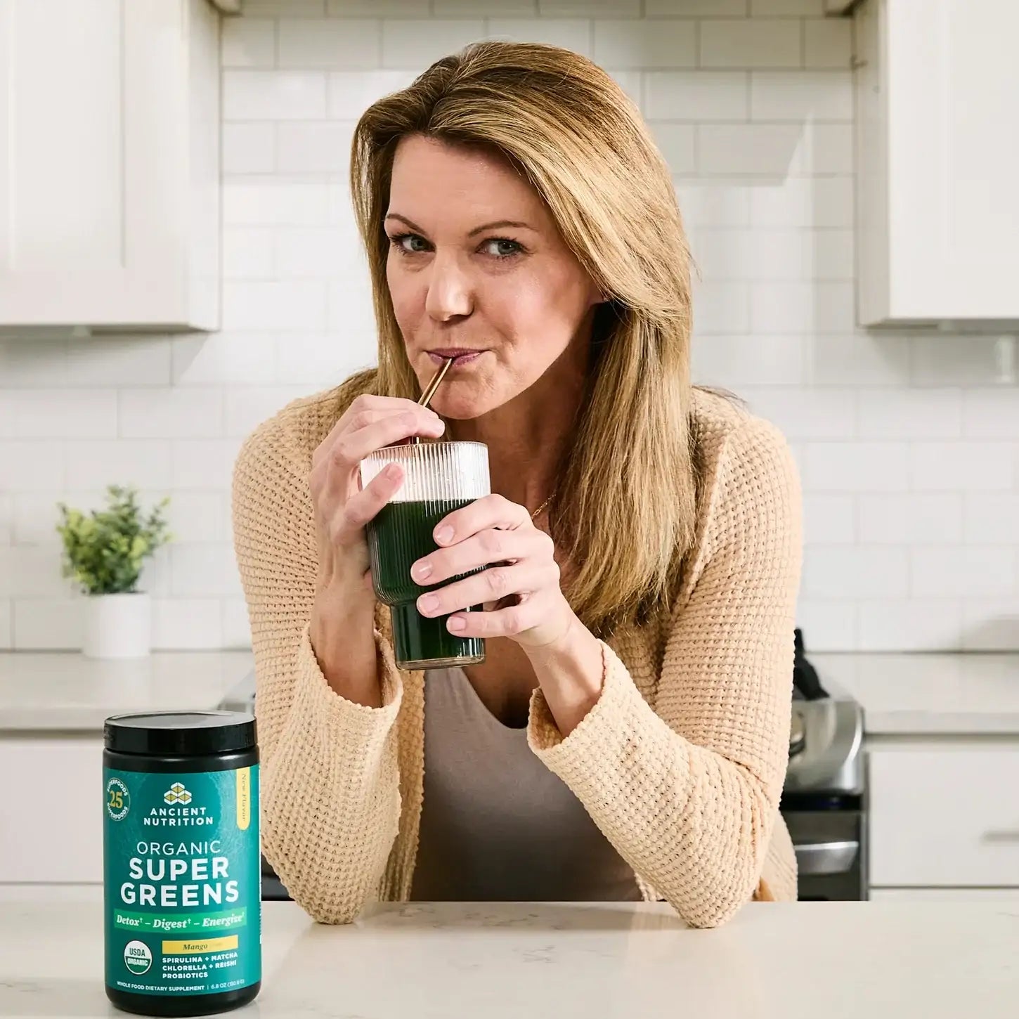 Ancient Nutrition Supergreens Mango and Berry - 25 Servings with  Probiotics Enzymes Fermented Herbs for Gut Health Detox Immune Support