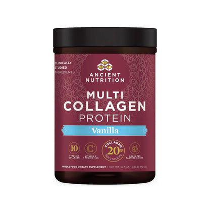 Ancient Nutrition Multi Collagen Protein Powder Chocolate & Vanilla -  10 Collagen Types for Joints Skin Hair Nails Gut Support - HSA FSA Eligible