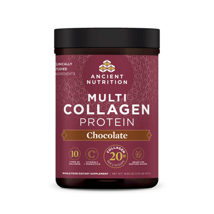 Ancient Nutrition Multi Collagen Protein Powder Chocolate & Vanilla -  10 Collagen Types for Joints Skin Hair Nails Gut Support - HSA FSA Eligible