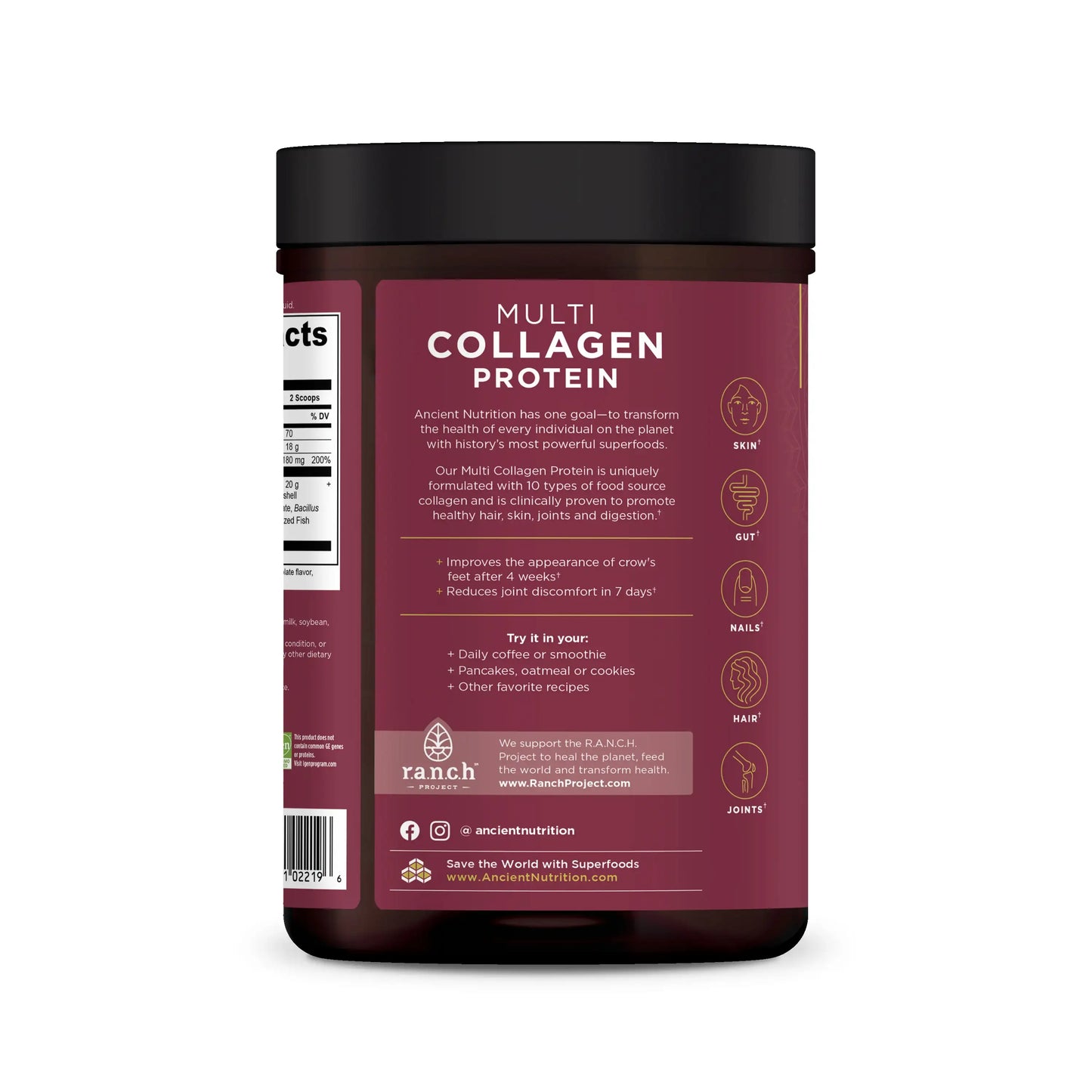 Ancient Nutrition Multi Collagen Protein Powder Chocolate & Vanilla -  10 Collagen Types for Joints Skin Hair Nails Gut Support - HSA FSA Eligible