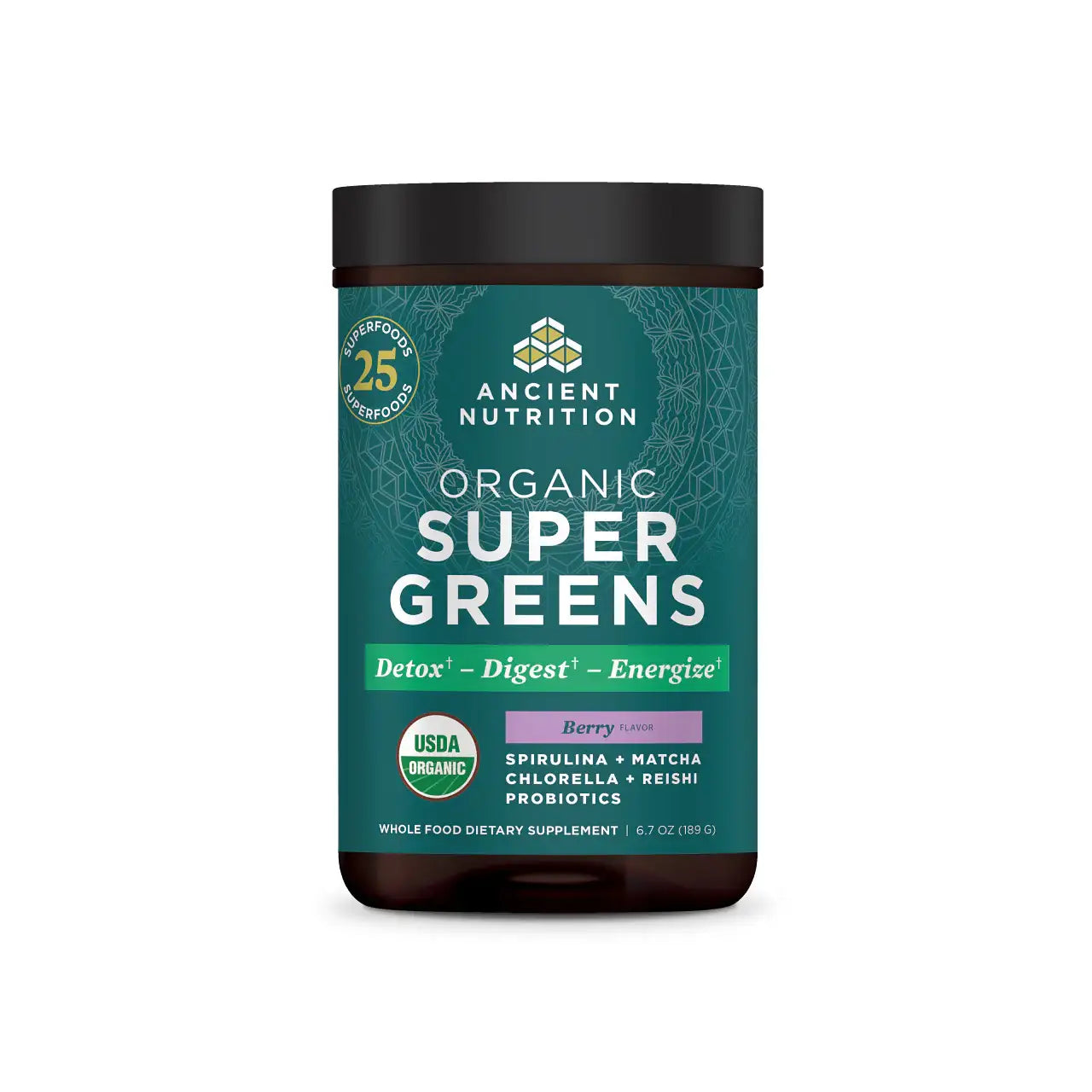 Ancient Nutrition Supergreens Mango and Berry - 25 Servings with  Probiotics Enzymes Fermented Herbs for Gut Health Detox Immune Support