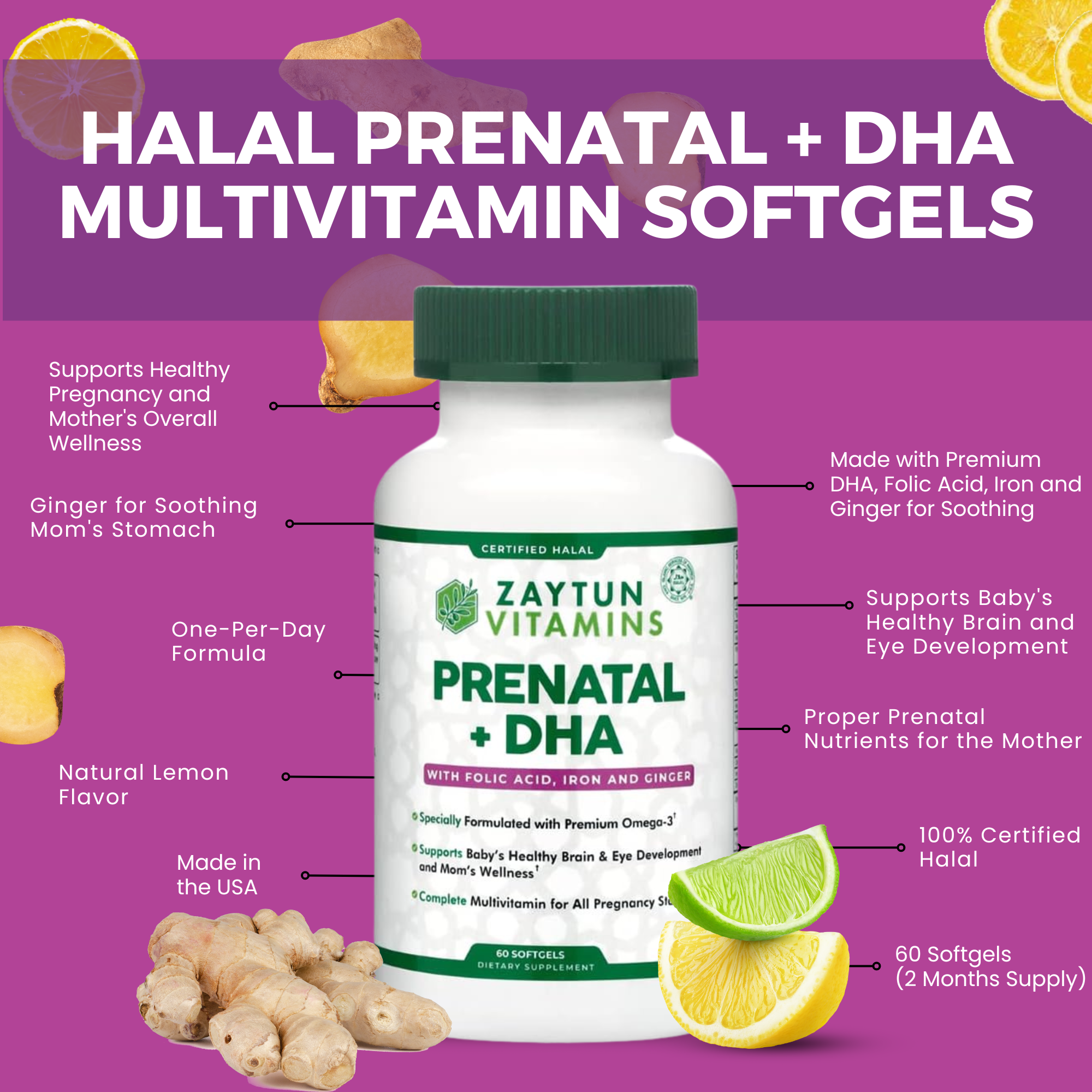 Halal Prenatal + DHA Multivitamin Softgels (3Pack)
