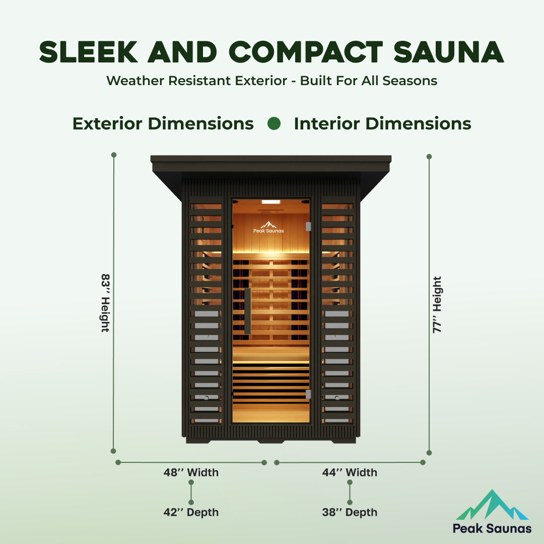 Peak Saunas Patagonia Luxury 2-Person Outdoor Full Spectrum Infrared Sauna with Smart WiFi App Control