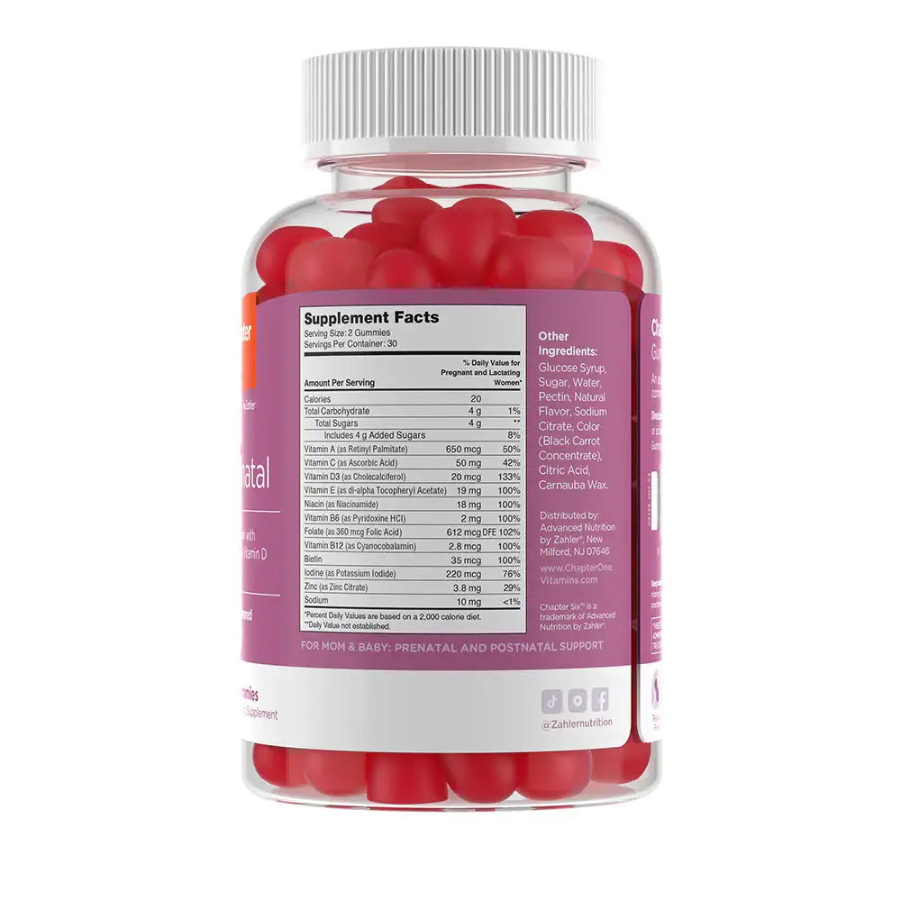 Zahler Chapter Six Prenatal Gummies - Folic Acid, Vitamin A & D3 - Grape Flavor - Supports Fetal Development - 60 Gummies - HSA/FSA Eligible