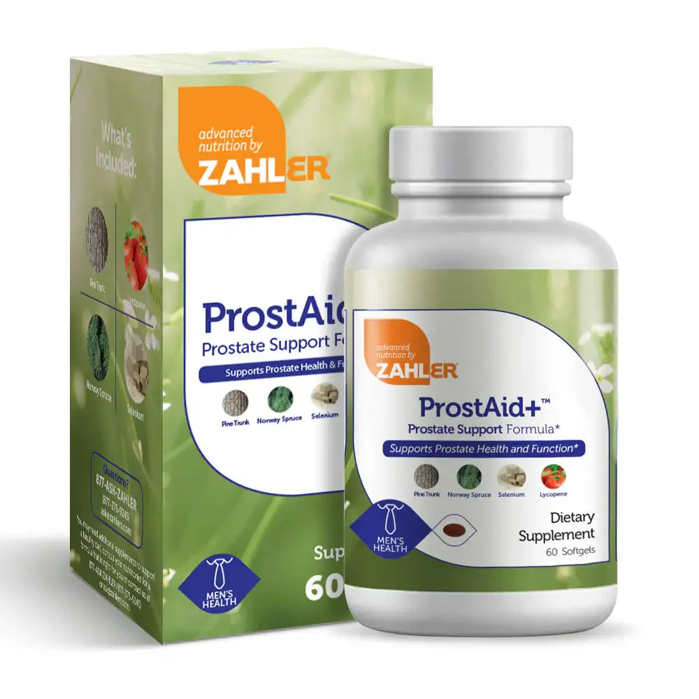 Zahler ProstAid+ Prostate Support with Saw Palmetto, Zinc, Selenium & Lycopene - Complete Formula - 60 Capsules - HSA/FSA Eligible