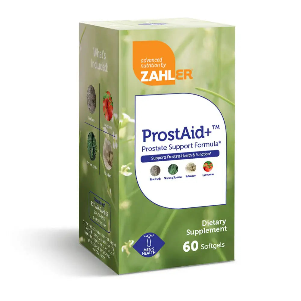 Zahler ProstAid+ Prostate Support with Saw Palmetto, Zinc, Selenium & Lycopene - Complete Formula - 60 Capsules - HSA/FSA Eligible