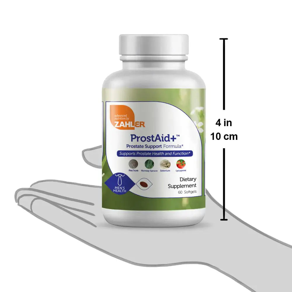 Zahler ProstAid+ Prostate Support with Saw Palmetto, Zinc, Selenium & Lycopene - Complete Formula - 60 Capsules - HSA/FSA Eligible