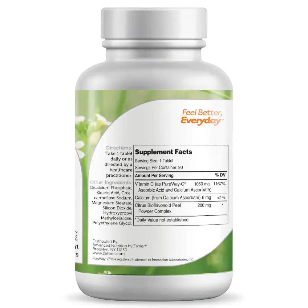Zahler PureWay C 1000mg Capsules - Advanced Immune Support with Bioflavonoids - HSA FSA Eligible (90 and 180 Count)