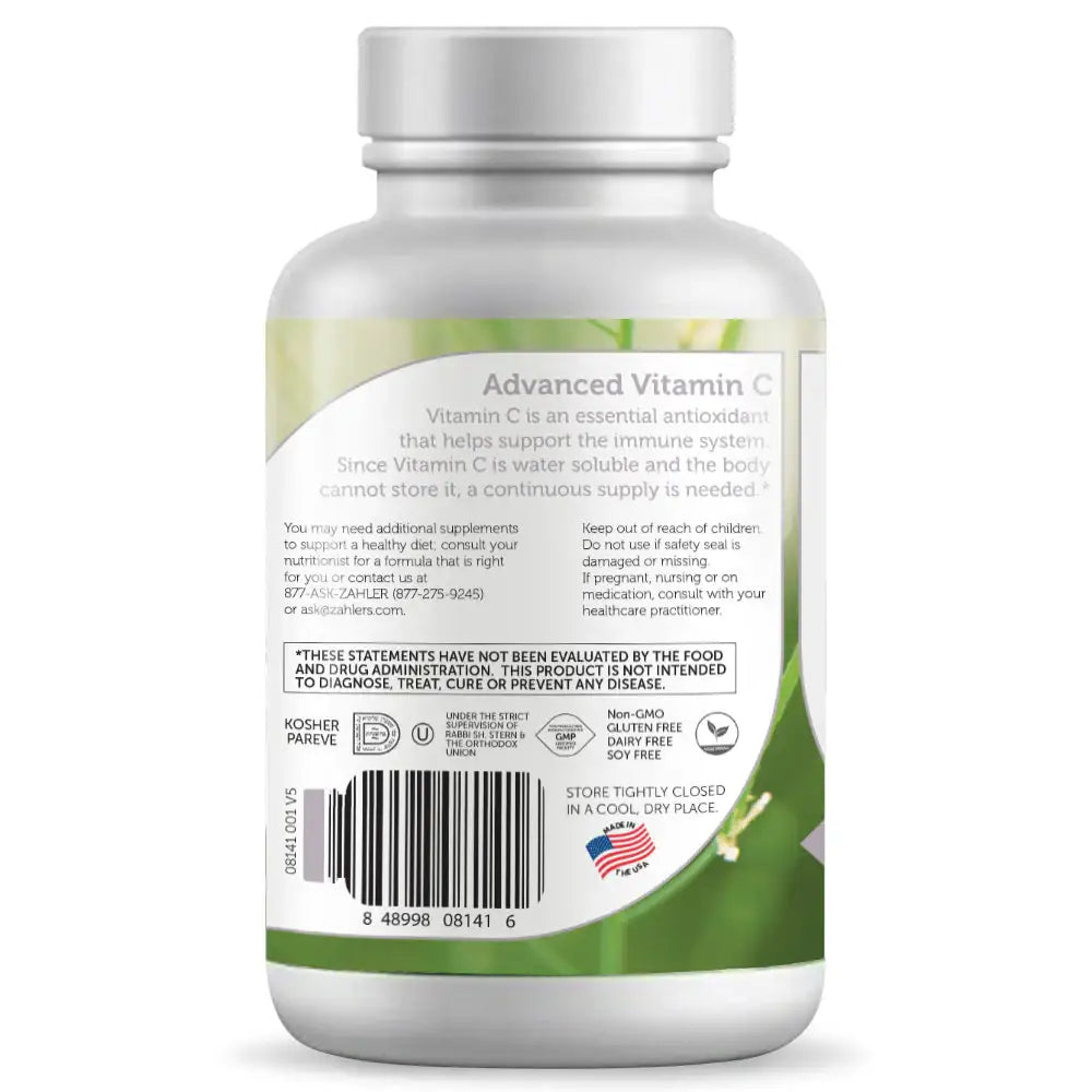 Zahler PureWay C 1000mg Capsules - Advanced Immune Support with Bioflavonoids - HSA FSA Eligible (90 and 180 Count)