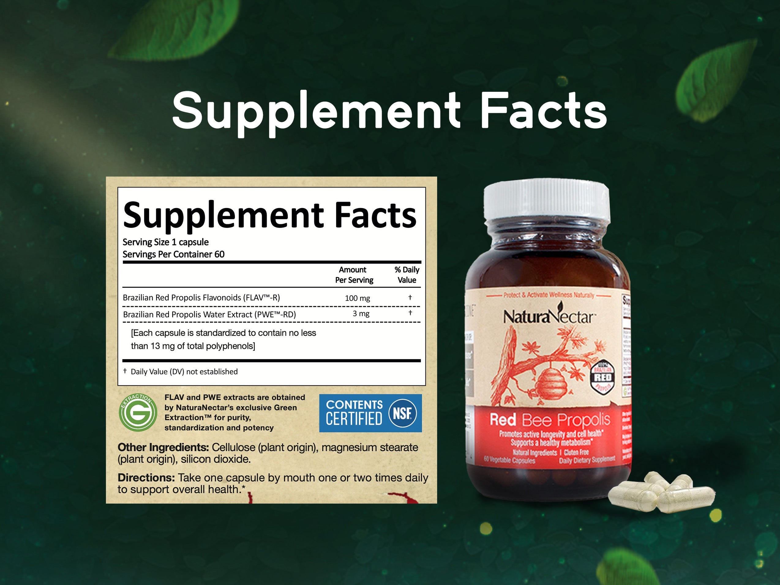 Red Bee Propolis, NSF Contents Certified, 60 Capsules |  Pack of 3