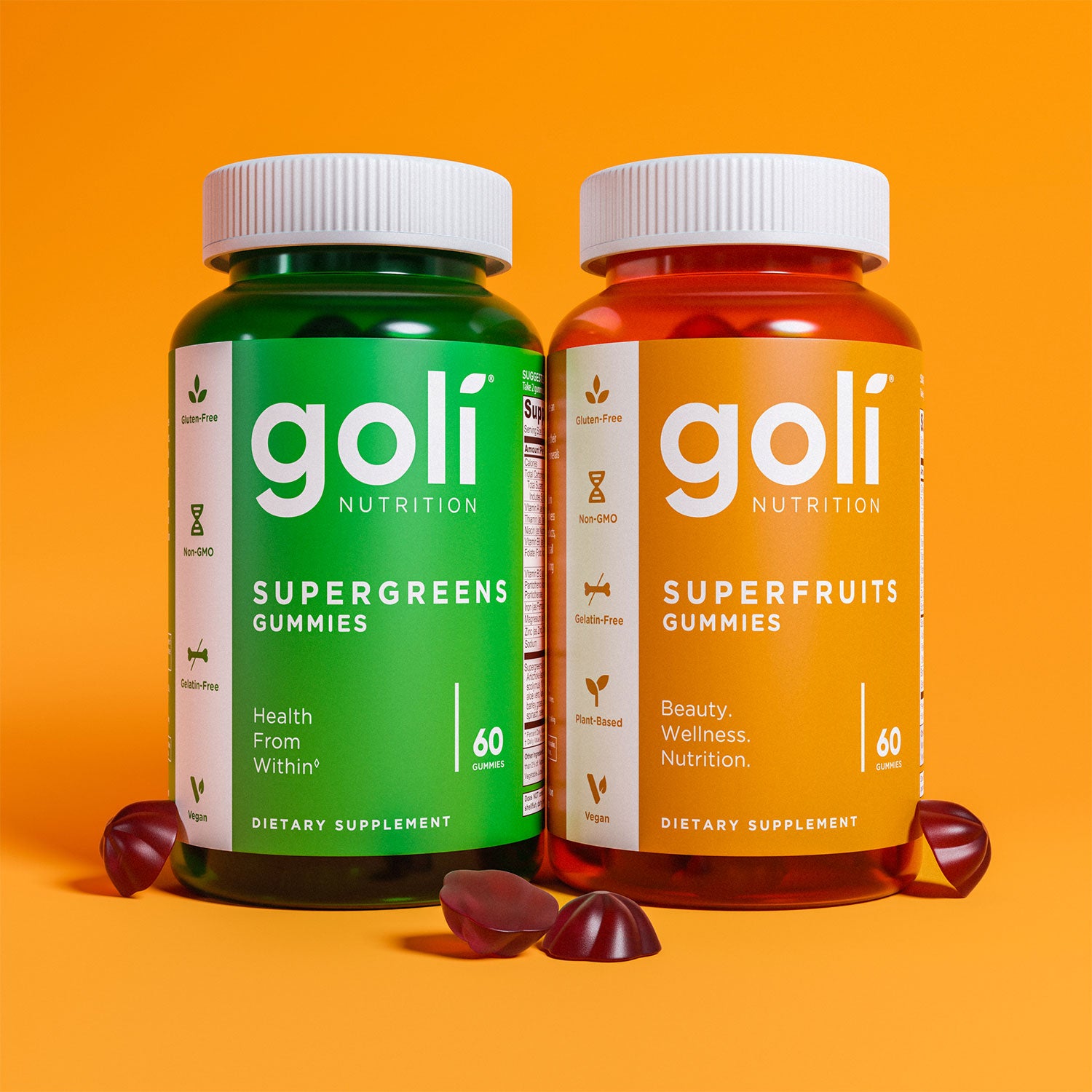 Goli Nutrition - 2 Pack of Superfruits & Supergreens - 60 Count - Digestive Health - Healthy Liver Function - Immune Support - Energy Metabolism