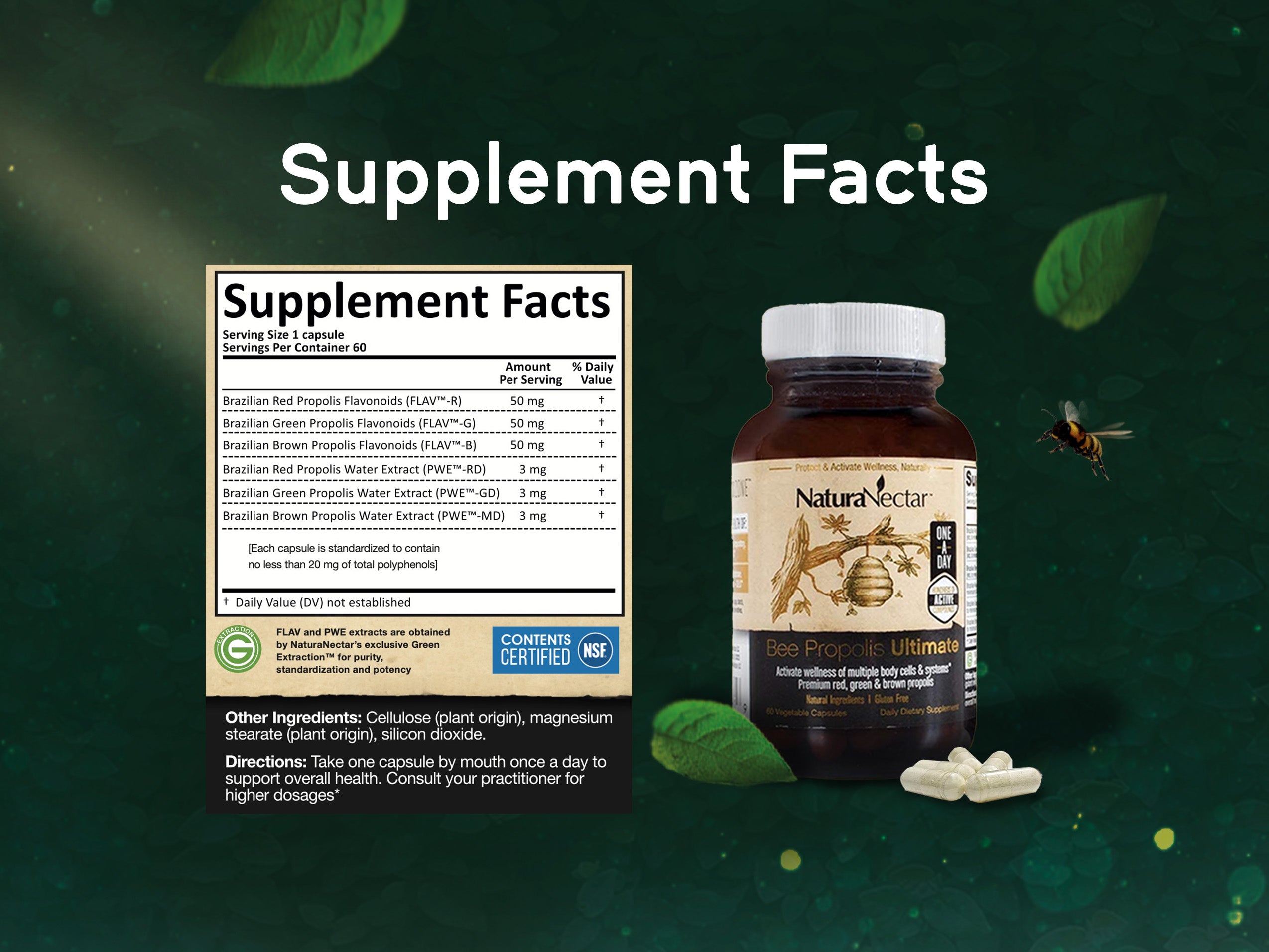 Bee Propolis Ultimate, NSF Contents Certified, 60 capsules