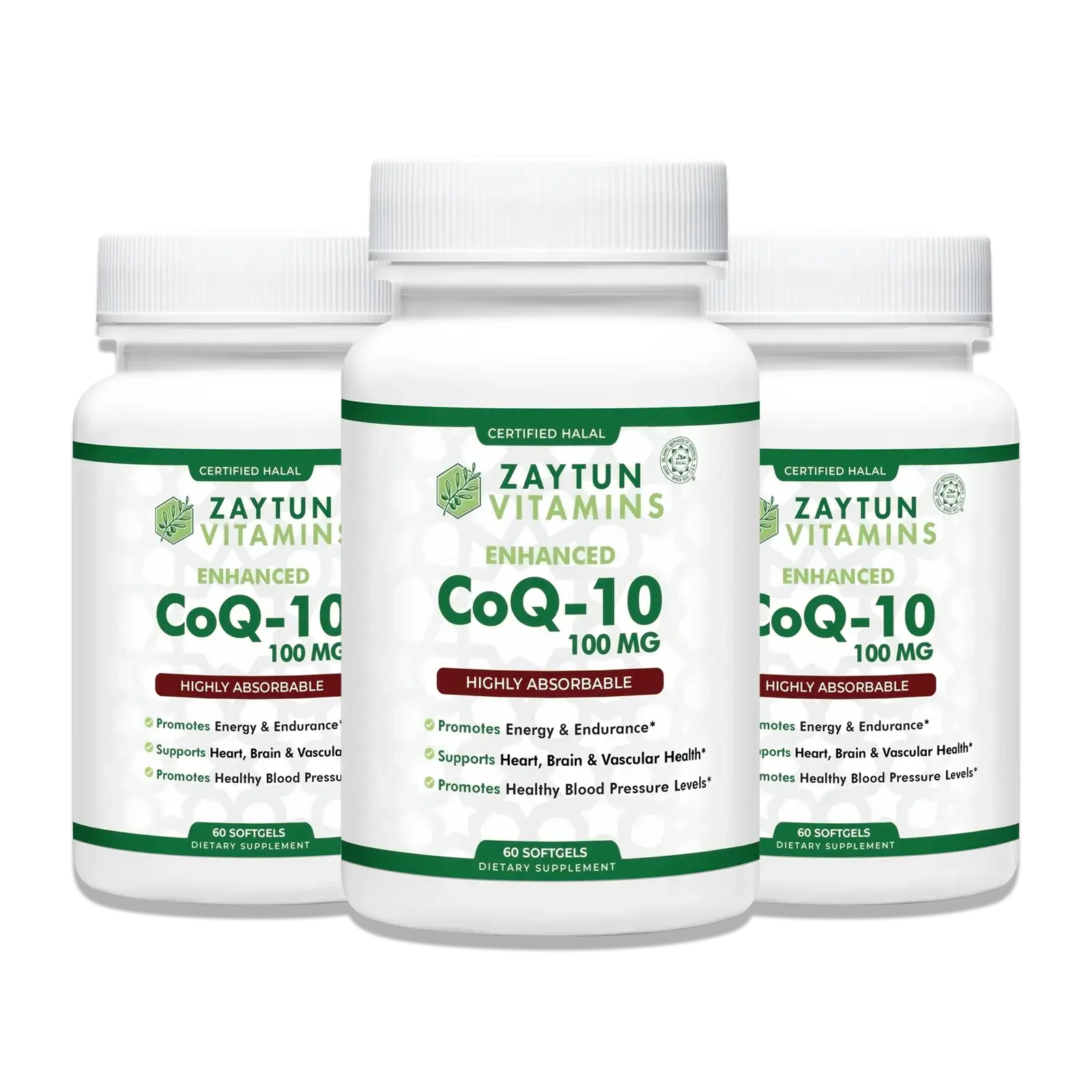 Halal CoQ-10 + Vitamin E Softgels (3-Pack)