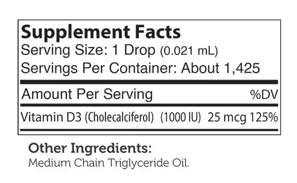 Zahler Vitamin D3 Liquid 1000 IU - High-Potency Drops for Bone & Immune Support - 1 fl oz Supplement HSA/FSA Eligible