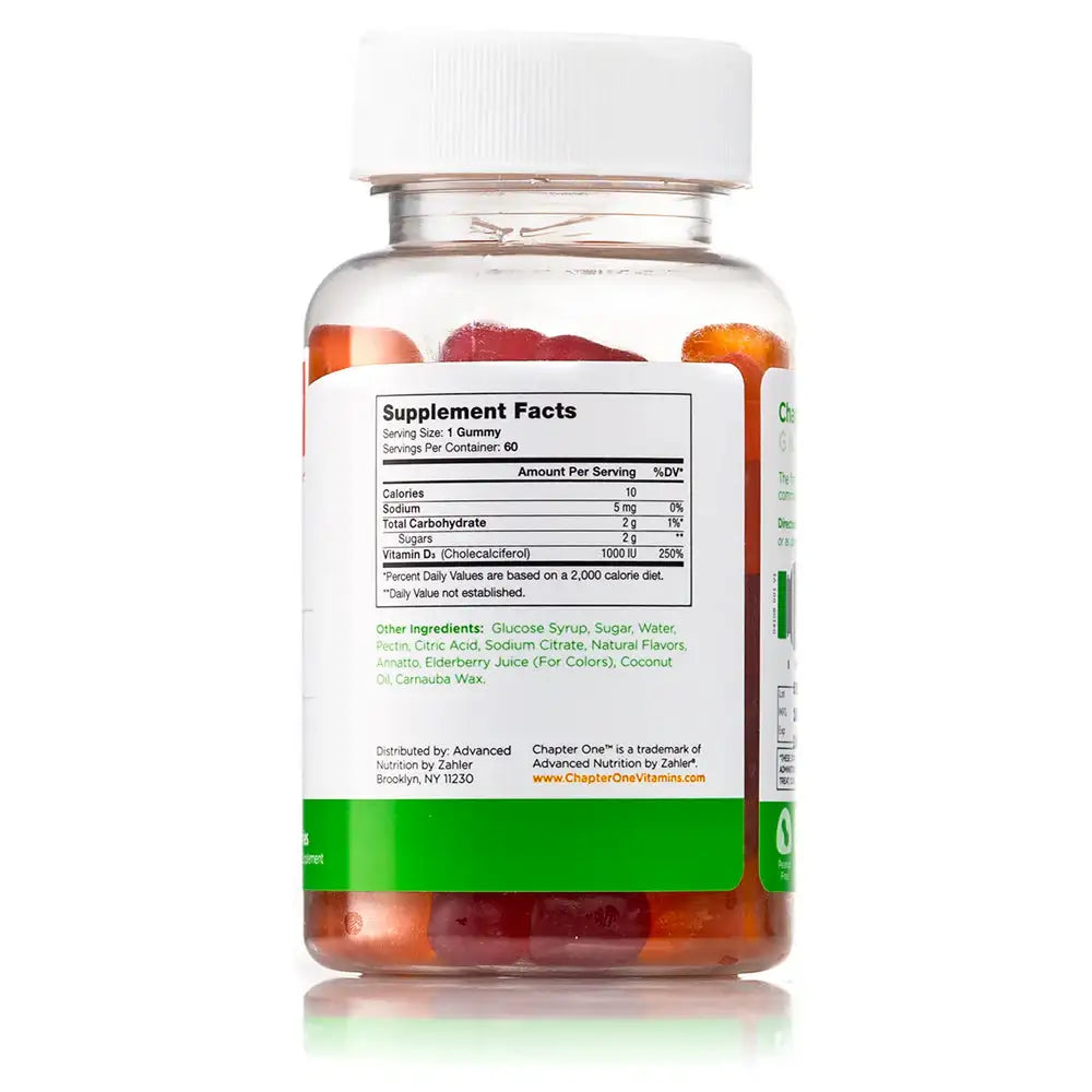 Zahler Chapter One D3 Gummies - 1000 IU Vitamin D3 per Gummy for Kids Bone, Teeth & Immune Support - 60 Gummies - HSA/FSA Eligible