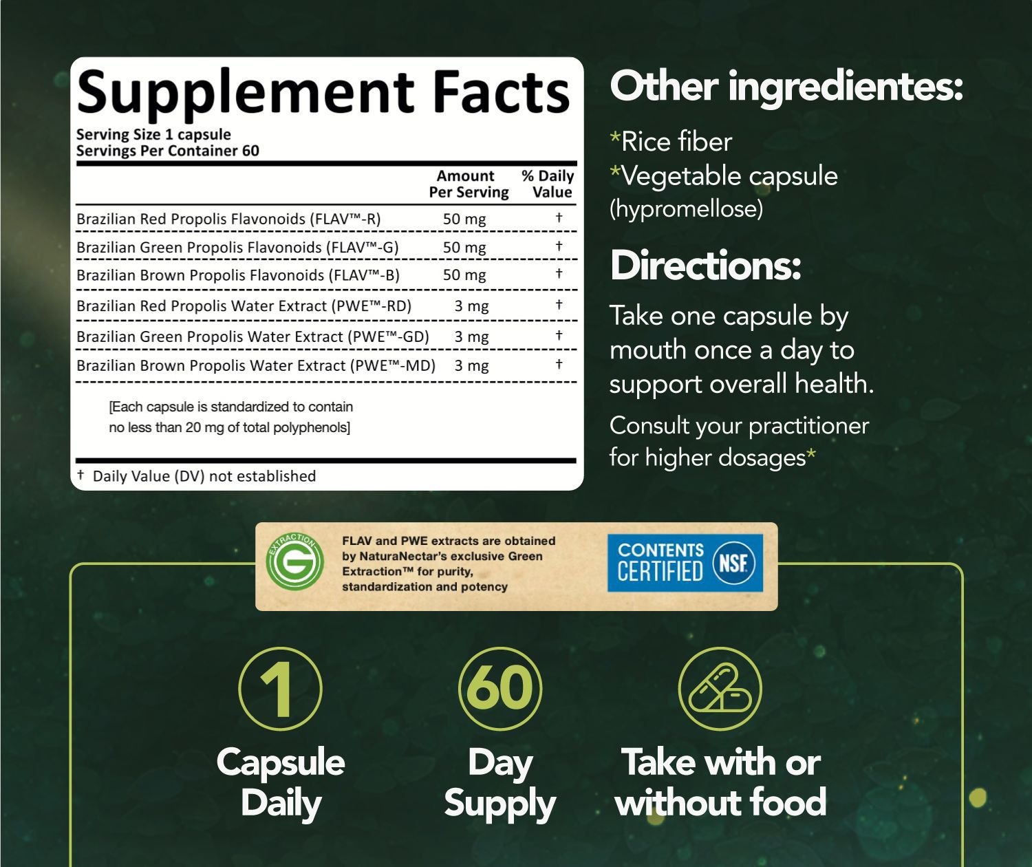 Ultimate Bee Propolis Bundle, NSF Contents Certified, 60 capsules | Pack of 3