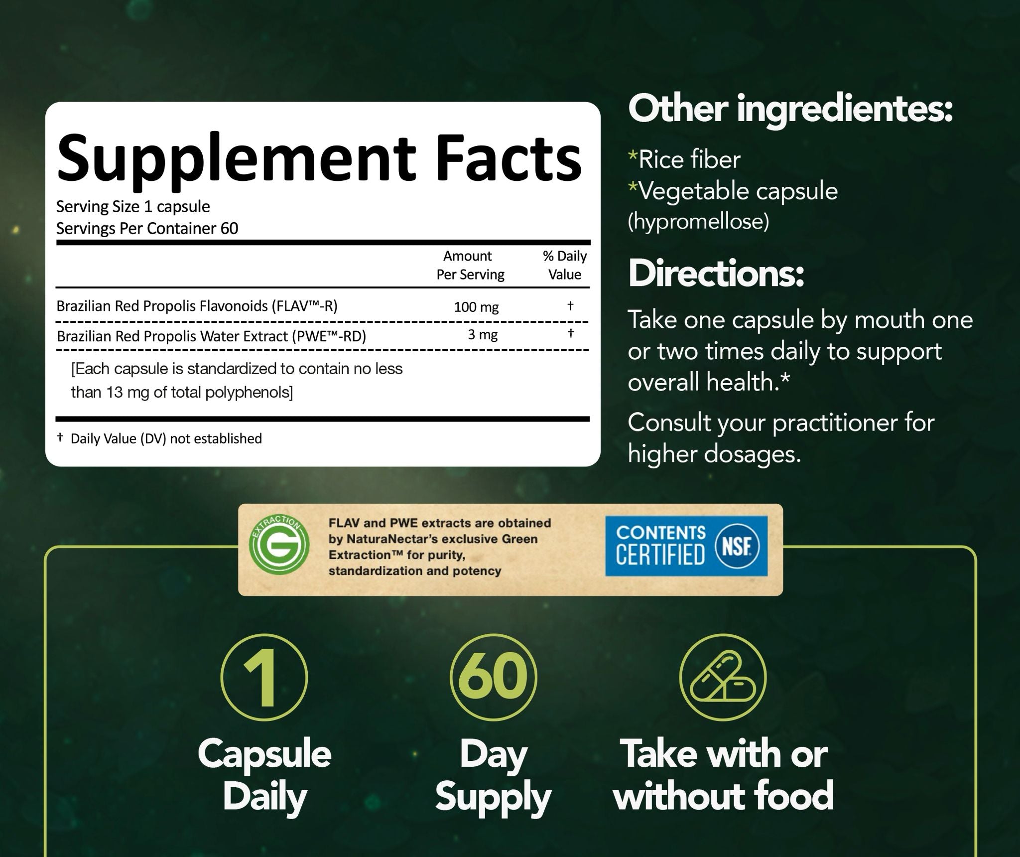 Red Bee Propolis, NSF Contents Certified, 60 Capsules