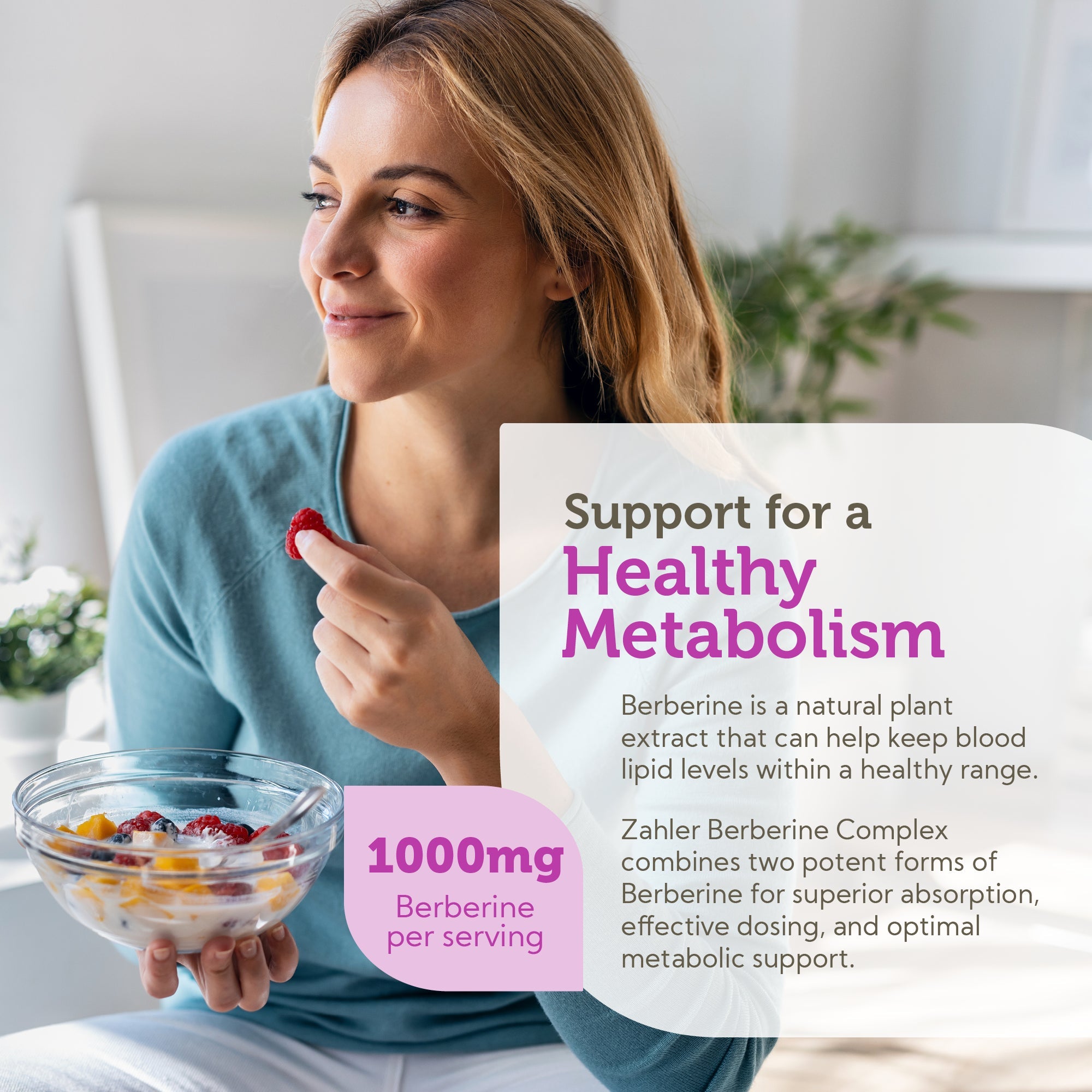 Berberine with Clinically Evaluated Berbevis, Metabolism and Glucos Support Formula, 60 Capsules