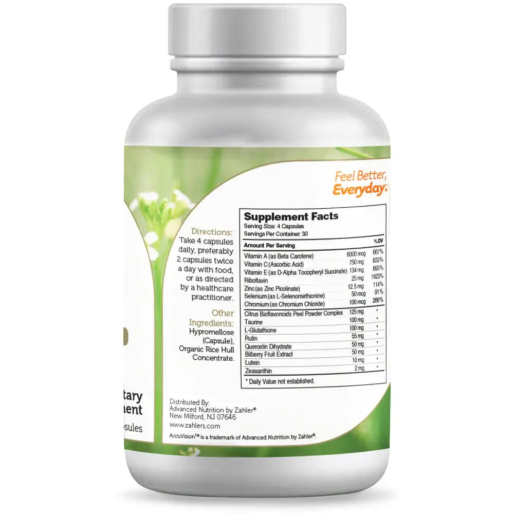 Zahler AccuVision - Eye Health Support with Lutein, Bilberry, Zeaxanthin & Vitamin A - 120 Capsules - HSA/FSA Eligible