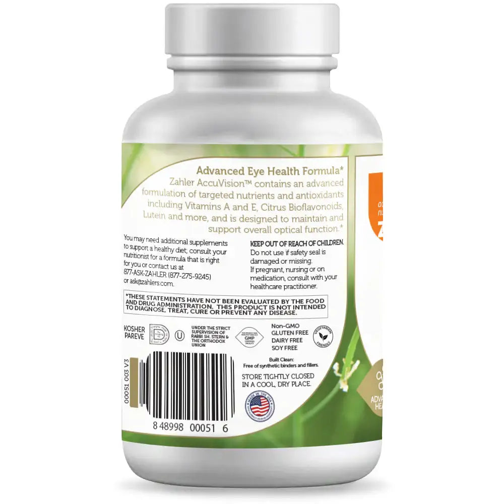Zahler AccuVision - Eye Health Support with Lutein, Bilberry, Zeaxanthin & Vitamin A - 120 Capsules - HSA/FSA Eligible