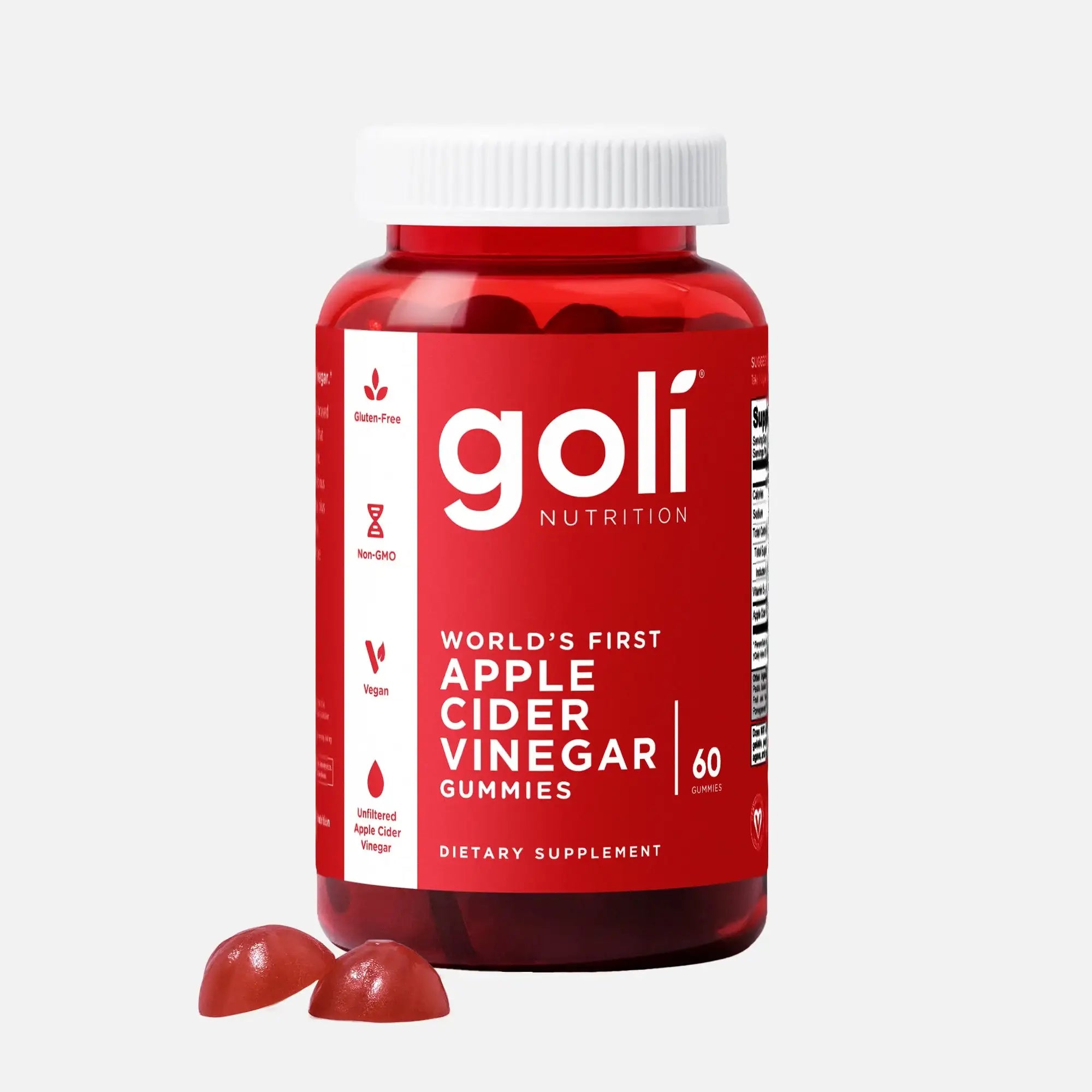 1 Bottle of Goli Nutrition Apple Cider Vinegar Gummies - America's Number One ACV Vitamin Brand - 60 Count