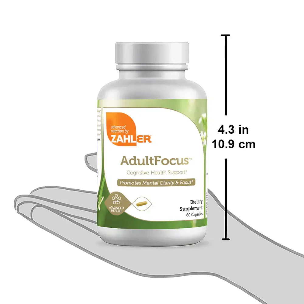 Zahler AdultFocus - Cognitive Support with Citicoline Lion’s Mane Cordyceps L-Theanine B12 Magnesium - 60 Capsules - HSA FSA Eligible