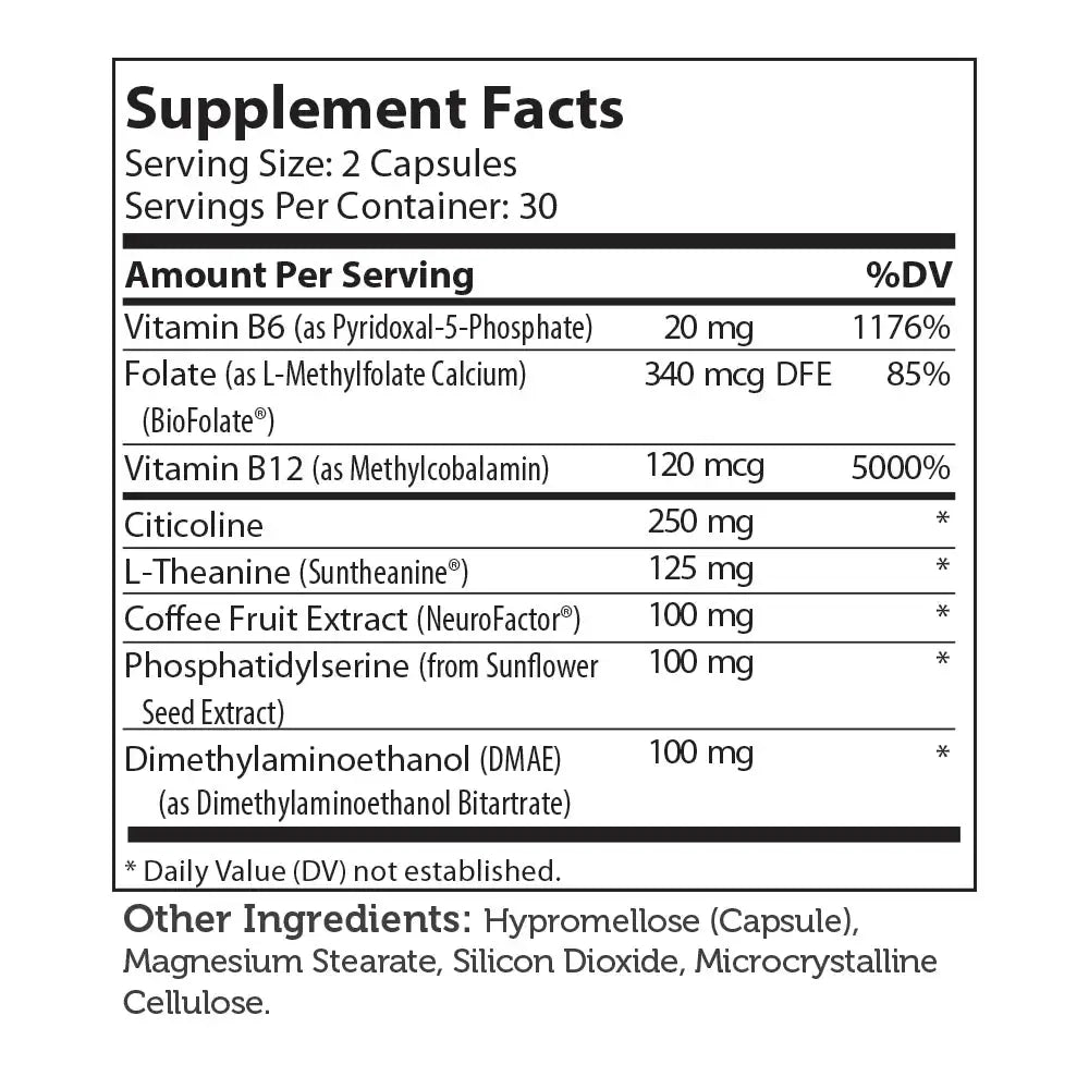 Zahler AdultFocus - Cognitive Support with Citicoline Lion’s Mane Cordyceps L-Theanine B12 Magnesium - 60 Capsules - HSA FSA Eligible