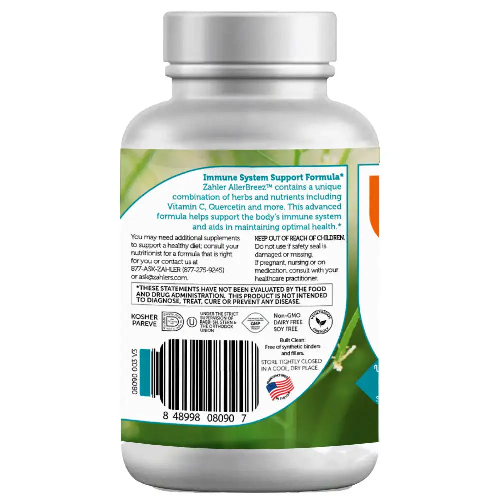 Zahler AllerBreez - Immune Support with Quercetin, Vitamin C, MSM & Stinging Nettle - 90 or 180 Capsules - HSA/FSA Eligible