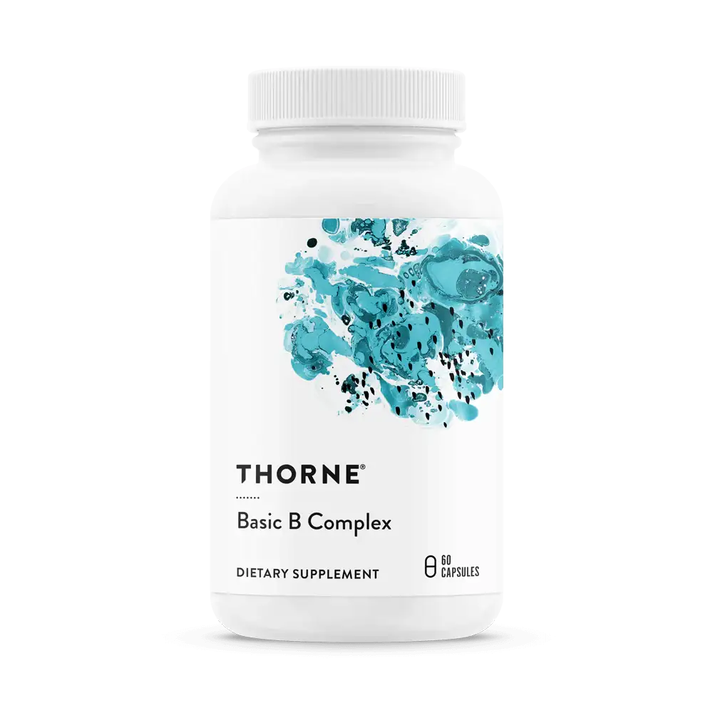 Thorne Basic B Complex - Balanced B Vitamin Formula for Stress,  Energy, Nervous System, and Metabolism Support - 60 Capsules