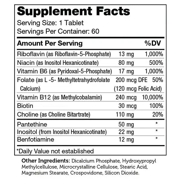 Zahler B-Complex Advanced 2-Stage Formula with Bioactive B Vitamins for Nerve and Energy Support HSA FSA Eligible