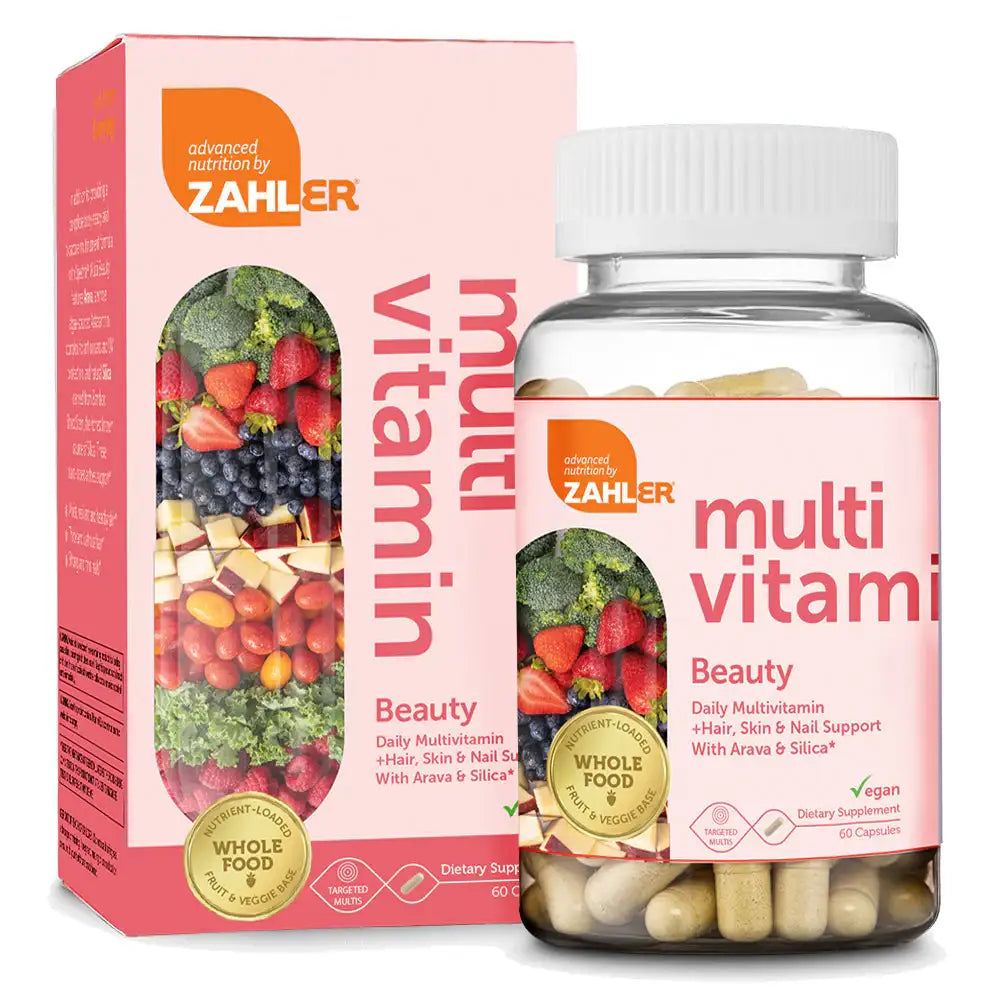 Zahler Multivitamin Beauty with Arava, Silica & Bamboo - Hair Skin & Nail Support - Whole Food Vegan Formula - 60 Capsules - HSA/FSA Eligible