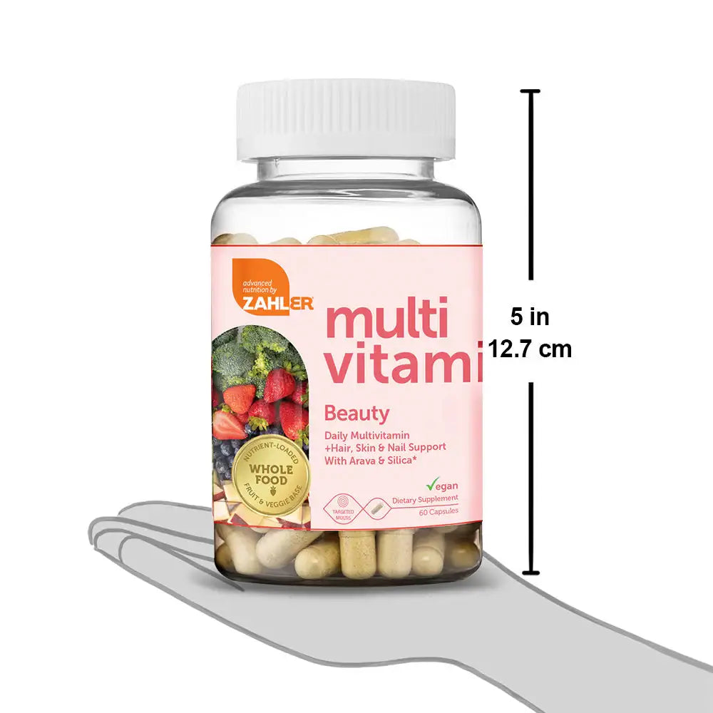 Zahler Multivitamin Beauty with Arava, Silica & Bamboo - Hair Skin & Nail Support - Whole Food Vegan Formula - 60 Capsules - HSA/FSA Eligible