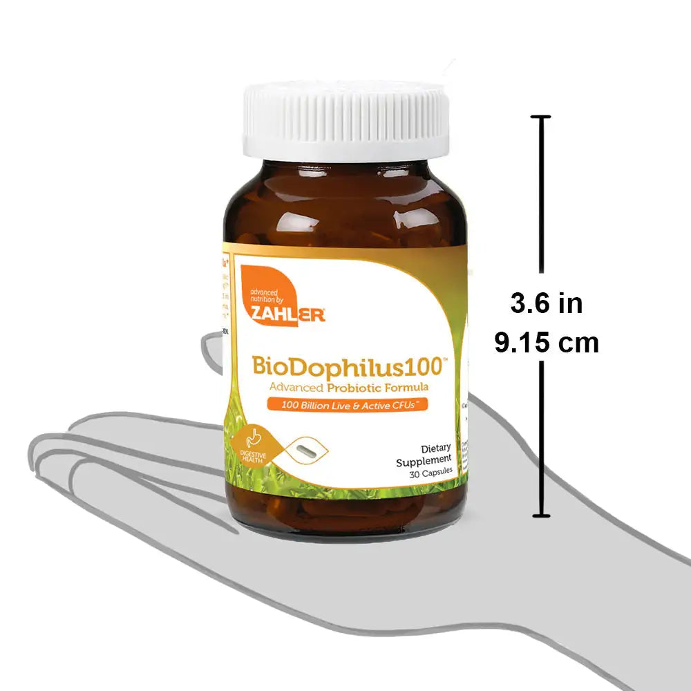 Zahler BioDophilus100 Probiotic - 100 Billion CFUs - 11 Strains for Gut & Immune Support - 30 Capsules - HSA/FSA Eligible