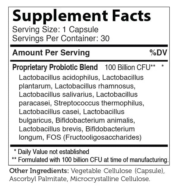 Zahler BioDophilus100 Probiotic - 100 Billion CFUs - 11 Strains for Gut & Immune Support - 30 Capsules - HSA/FSA Eligible