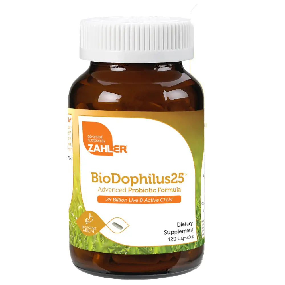 Zahler BioDophilus25 Probiotic - 25 Billion CFUs - 11 Strains for Digestive & Gut Flora Support - 60/120 Capsules - HSA/FSA Eligible