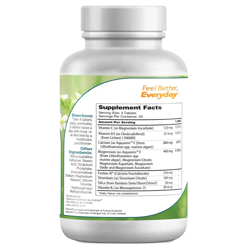 Zahler BoneFactor - Plant-Based Calcium, D3, K2 & Magnesium - Bone Density & Strength Support - 120 Tablets - HSA/FSA Eligible