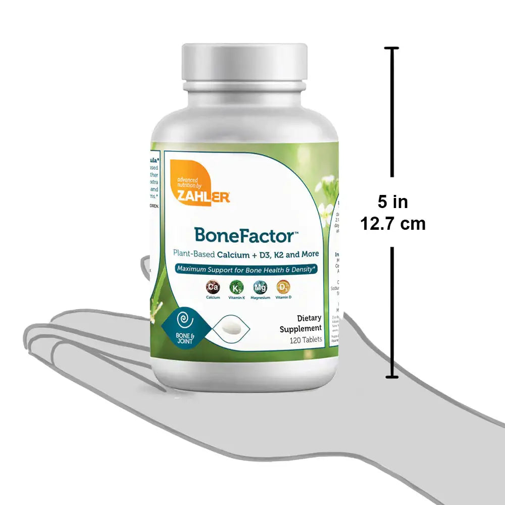 Zahler BoneFactor - Plant-Based Calcium, D3, K2 & Magnesium - Bone Density & Strength Support - 120 Tablets - HSA/FSA Eligible