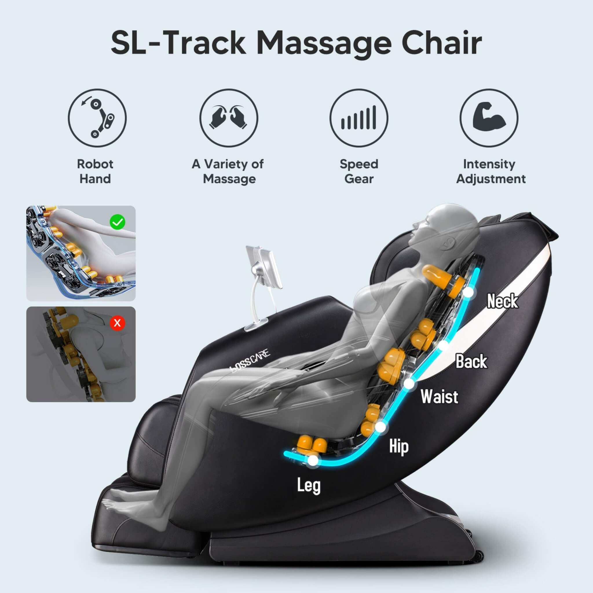 Bosscare Full Body Zero Gravity Shiatsu Recliner Massage