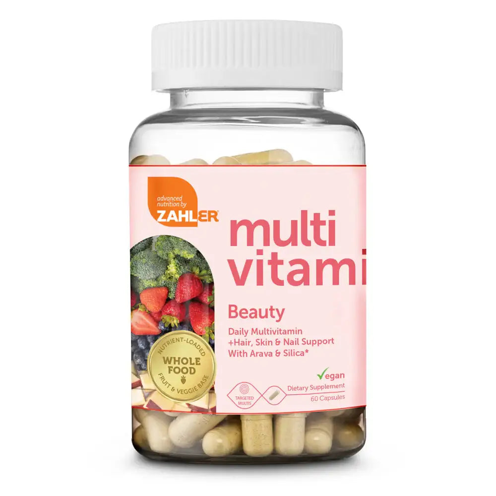 Zahler Multivitamin Beauty with Arava, Silica & Bamboo - Hair Skin & Nail Support - Whole Food Vegan Formula - 60 Capsules - HSA/FSA Eligible