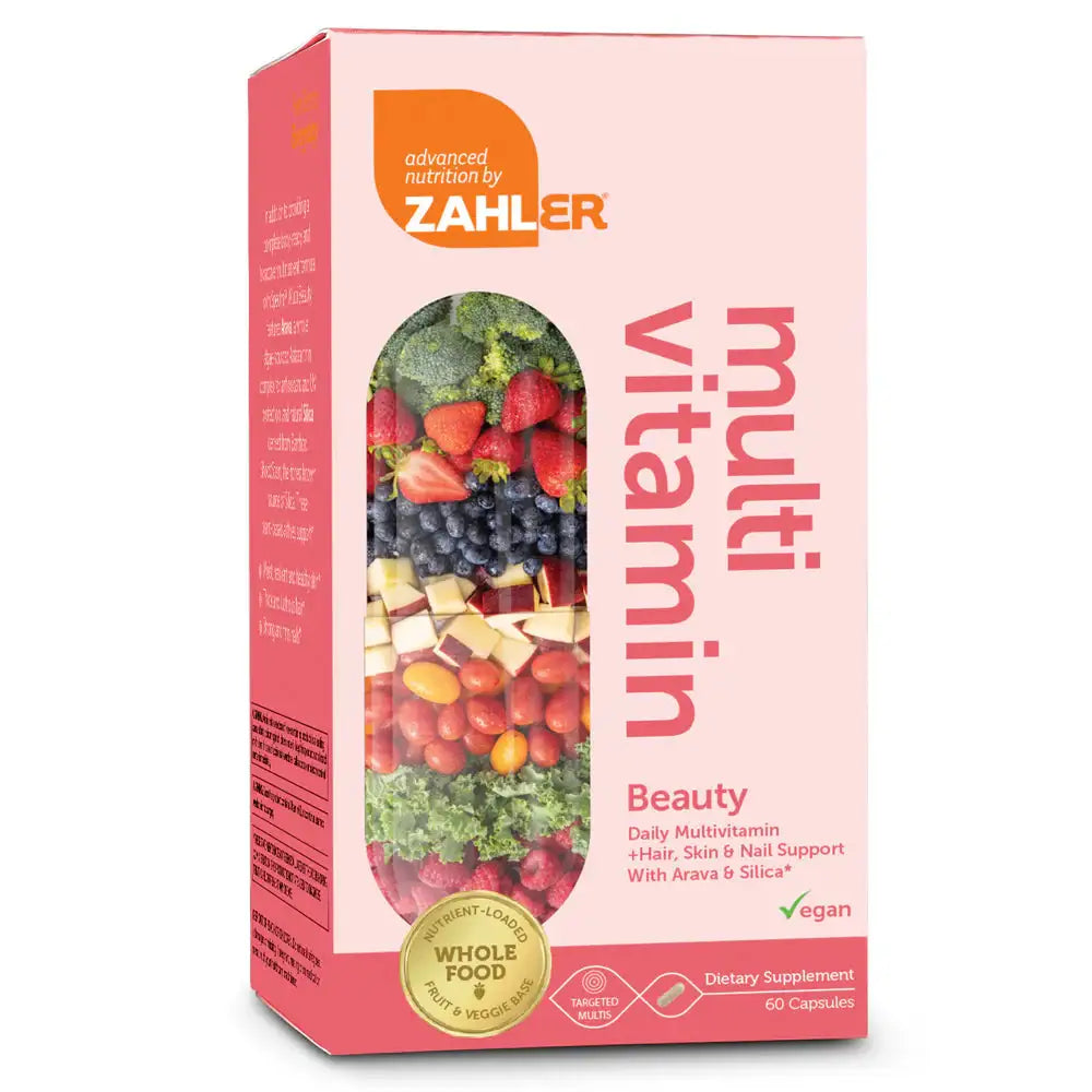 Zahler Multivitamin Beauty with Arava, Silica & Bamboo - Hair Skin & Nail Support - Whole Food Vegan Formula - 60 Capsules - HSA/FSA Eligible