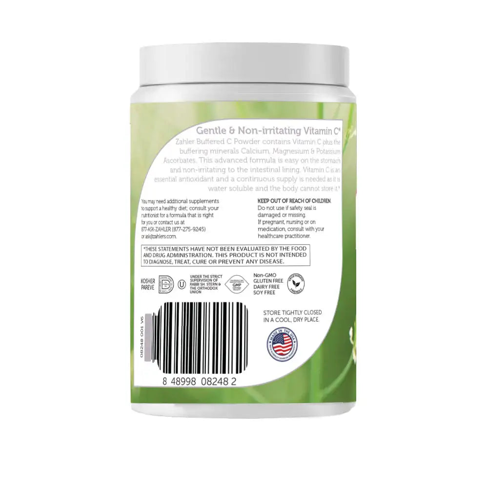 Zahler Buffered C Powder - Gentle Non-Acidic Vitamin C with Calcium Magnesium  Potassium - Natural Berry Flavor - 42 Servings - HSA FSA Eligible