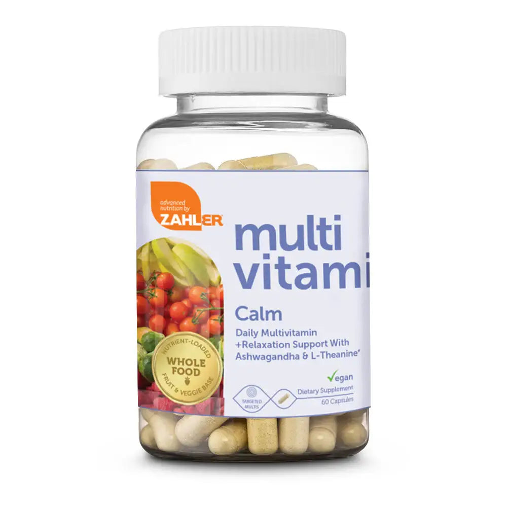 Zahler Multivitamin Calm with Ashwagandha & L-Theanine - Whole Food  Relaxation & Mood Support - Vegan Daily Formula - 60 Capsules - HSA/FSA Eligible