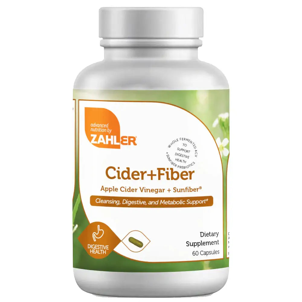 Zahler Apple Cider Vinegar with the Mother + Sunfiber, 500mg ACV & Prebiotics, Digestive & Metabolic Support, 60 Capsules - HSA/FSA Eligible