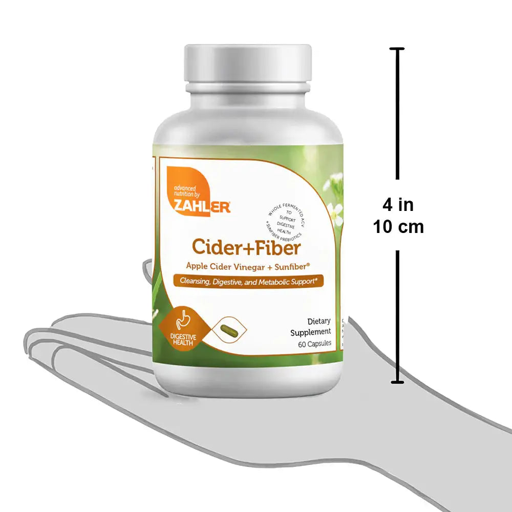 Zahler Apple Cider Vinegar with the Mother + Sunfiber, 500mg ACV & Prebiotics, Digestive & Metabolic Support, 60 Capsules - HSA/FSA Eligible