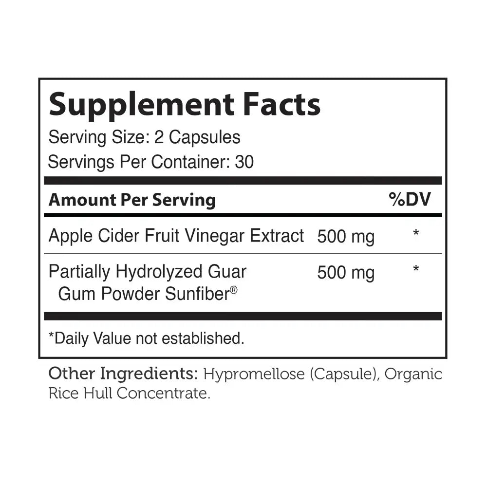 Zahler Apple Cider Vinegar with the Mother + Sunfiber, 500mg ACV & Prebiotics, Digestive & Metabolic Support, 60 Capsules - HSA/FSA Eligible