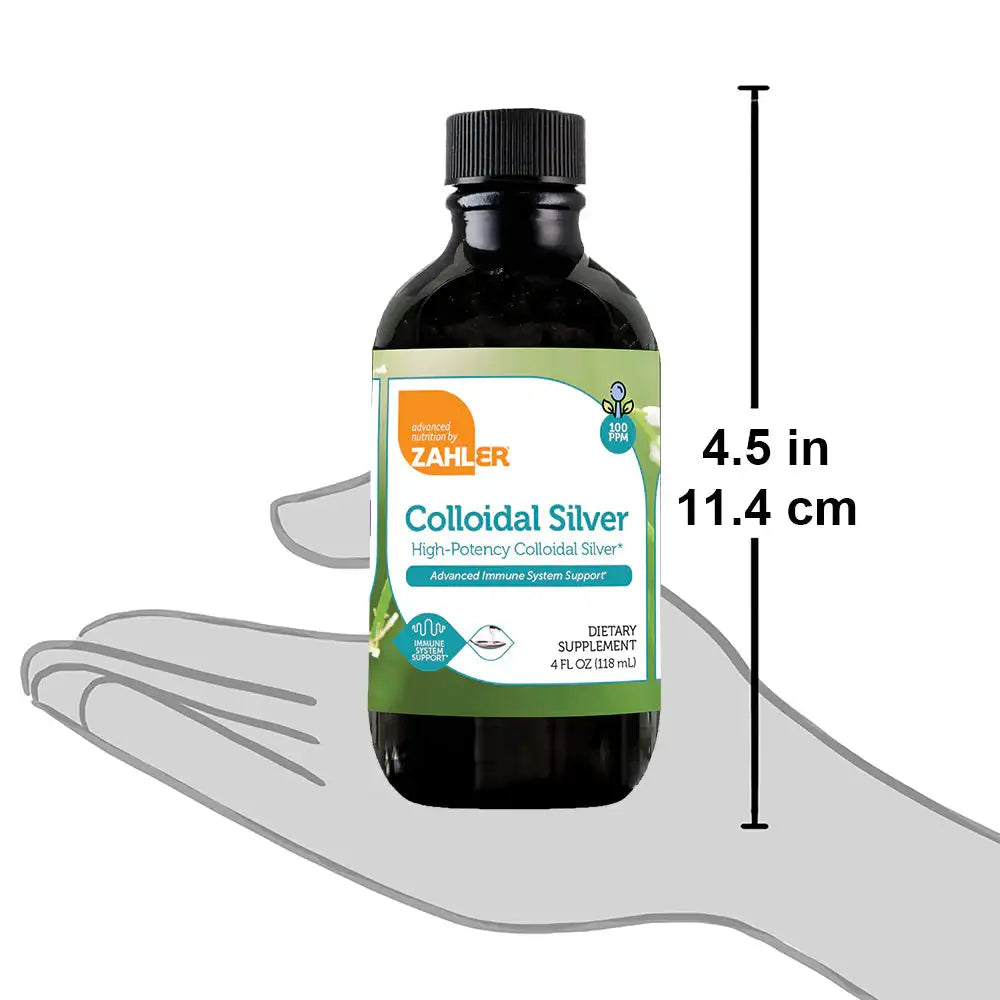 Zahler Colloidal Silver 100 PPM Liquid, Immune Support Supplement, High Potency, Non-GMO, 4 oz Bottle - Vegan & Gluten Free